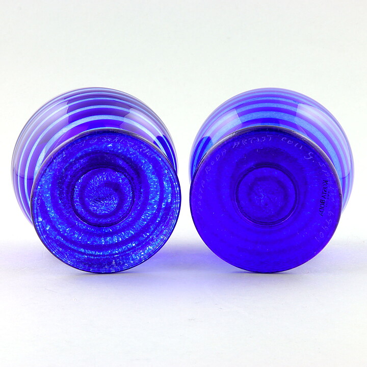 グンネル・サーリン Delightシリーズ   ブルーのキャンドルホルダー  2個  9cm  1994年