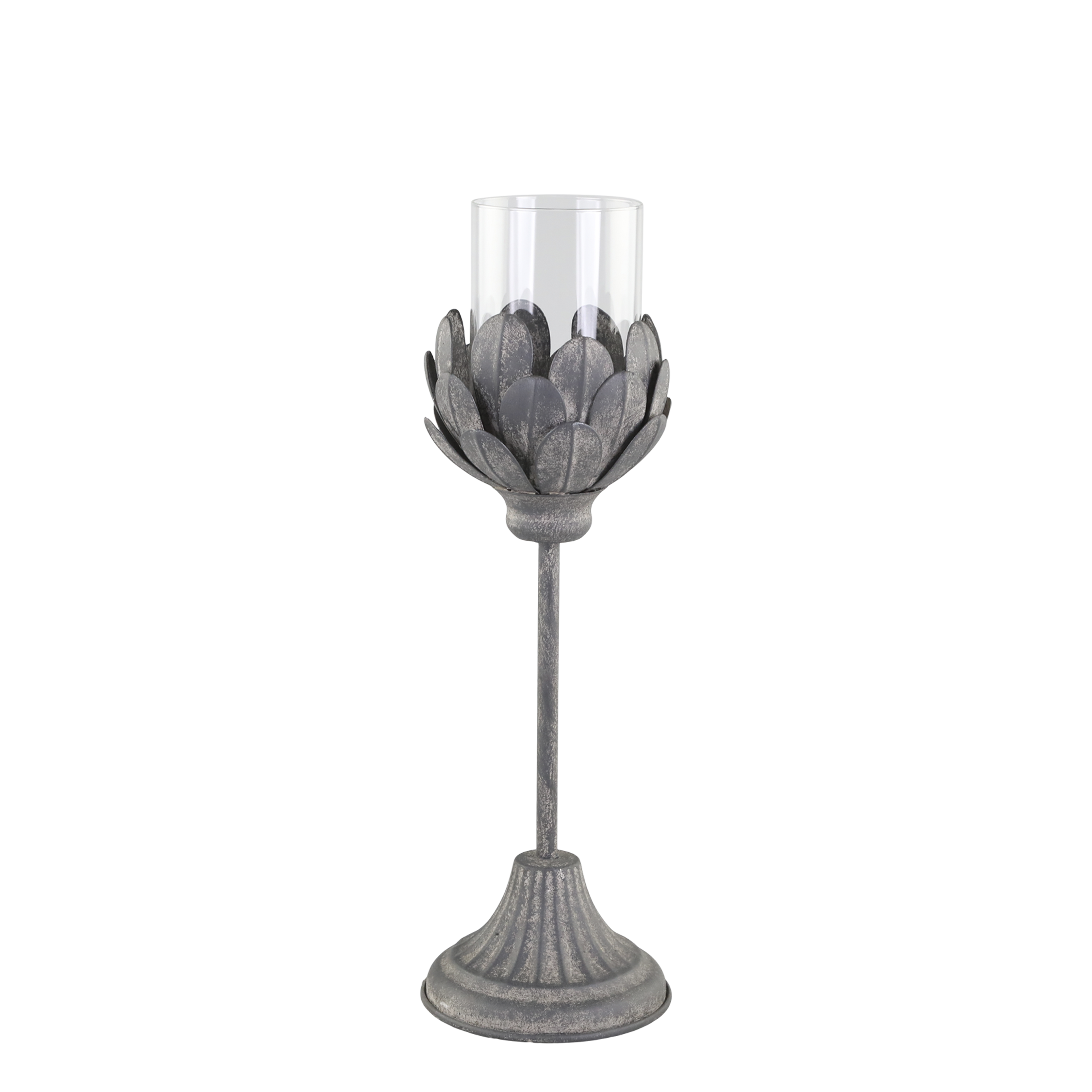 Lykta Ljusstake på fot - Antik Zink - 36,5x12 cm - 2