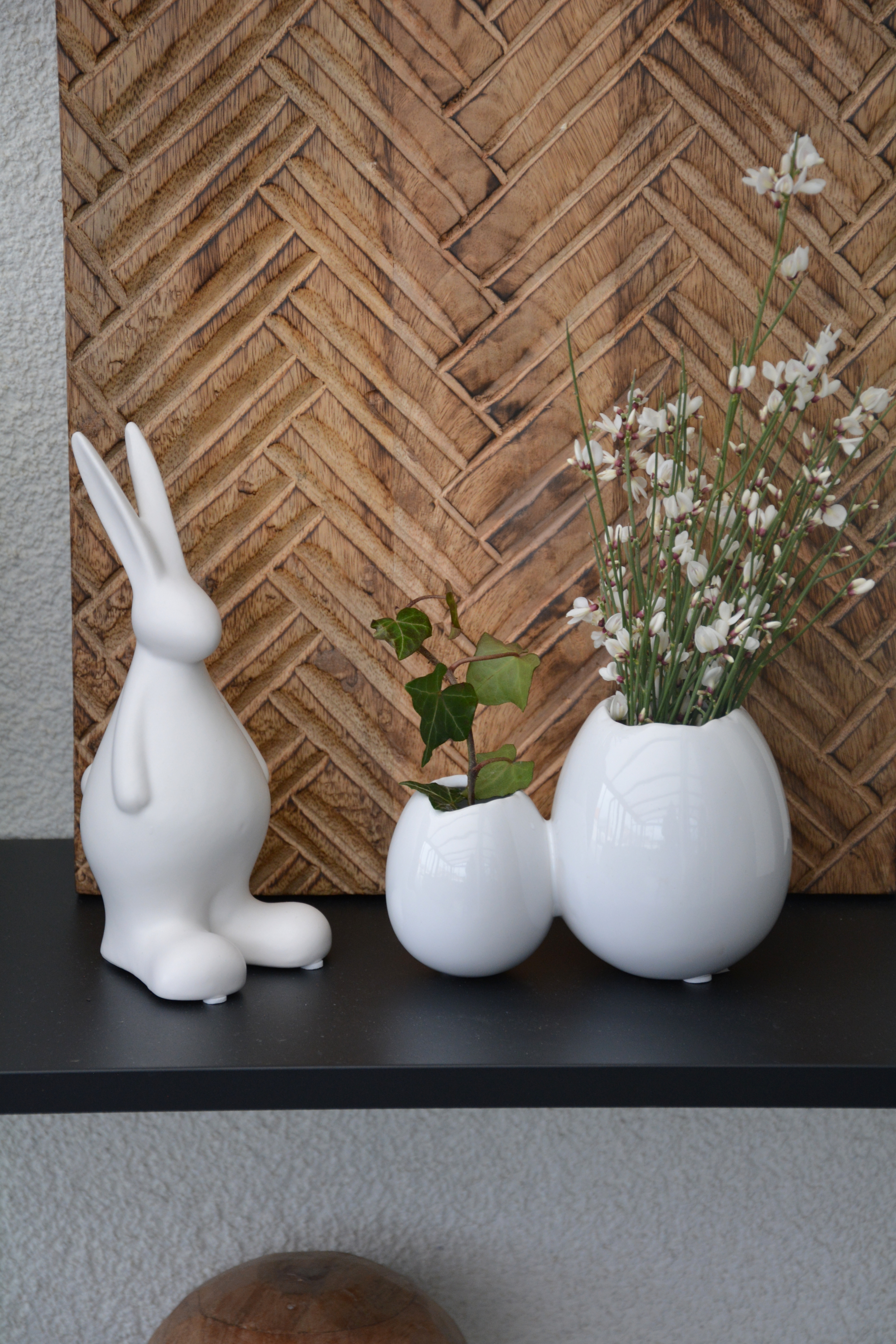 Vas / kruka ägg dubbel med 2 ägg. Äggskal i stengods 14 cm - 4