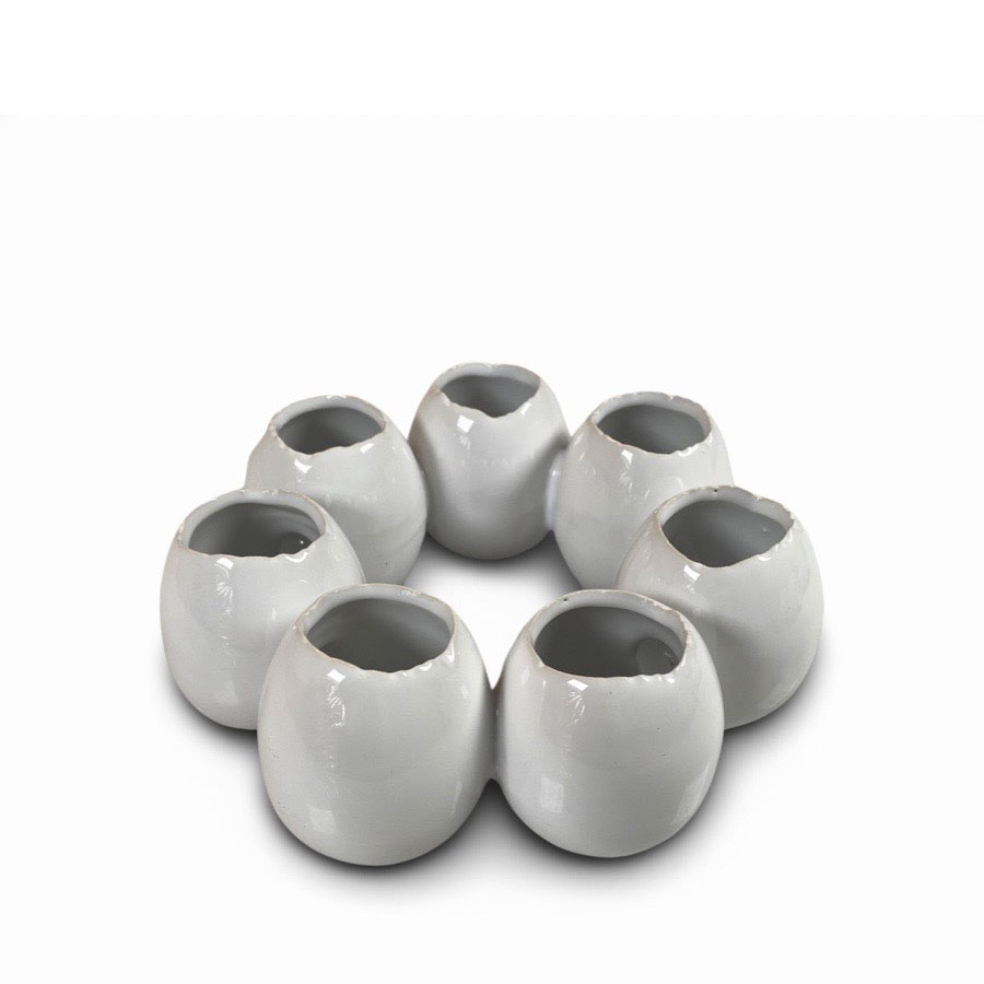 Vas / kruka ägg cirkel 7 st ägg. Äggskal i stengods 19,5 cm - 4