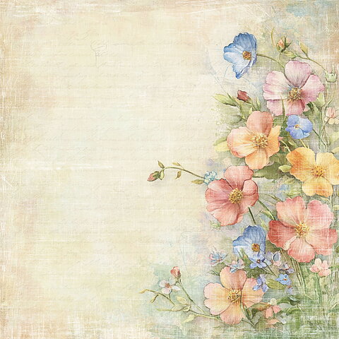 Papper Scrapbooking  Reprint - Hello Easter  Flowers -  12x12 (30,5 x 30,5 cm)