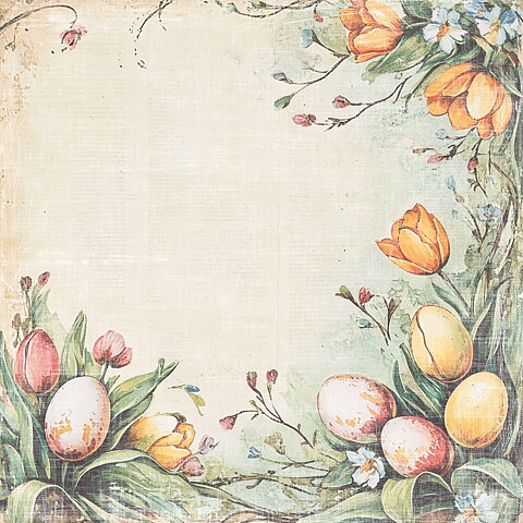 Papper Scrapbooking  Reprint - Hello Easter  Tulips -  12x12 (30,5 x 30,5 cm)