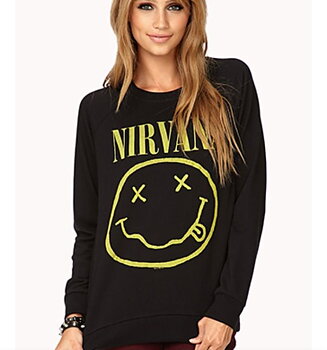 Nirvana sweatshirt: Yellow Happy Face - storlek XS-XXL