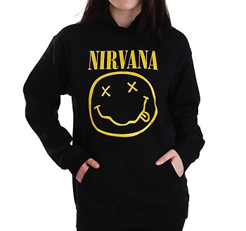 Nirvana hoodie: Yellow Smiley - storlek S-XXXL