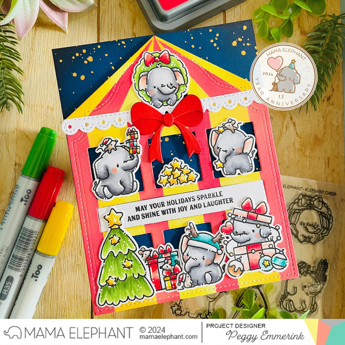 MAMA ELEPHANT -ELEPHANT CHEER stamp & die set  - 6