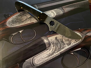 PURDEY - Damaskstål och buffelhorn - Helt ny till absolut lägsta pris    SÅLD!