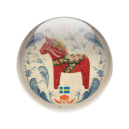 Magnet Dalahäst motiv rund