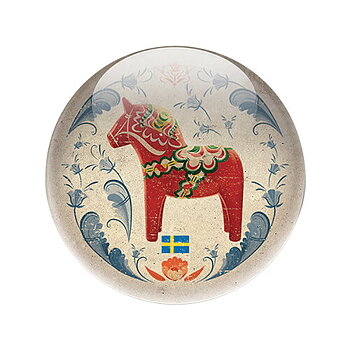 Magnet Dalahäst motiv rund