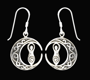 Månörhängen med spiral gudinna i Äkta silver.