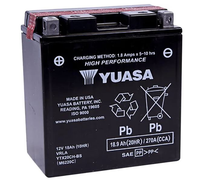 product-image YUASA YTX20CH-BS Batteri 12V 18Ah AGM 270 CCA – MC & ATV