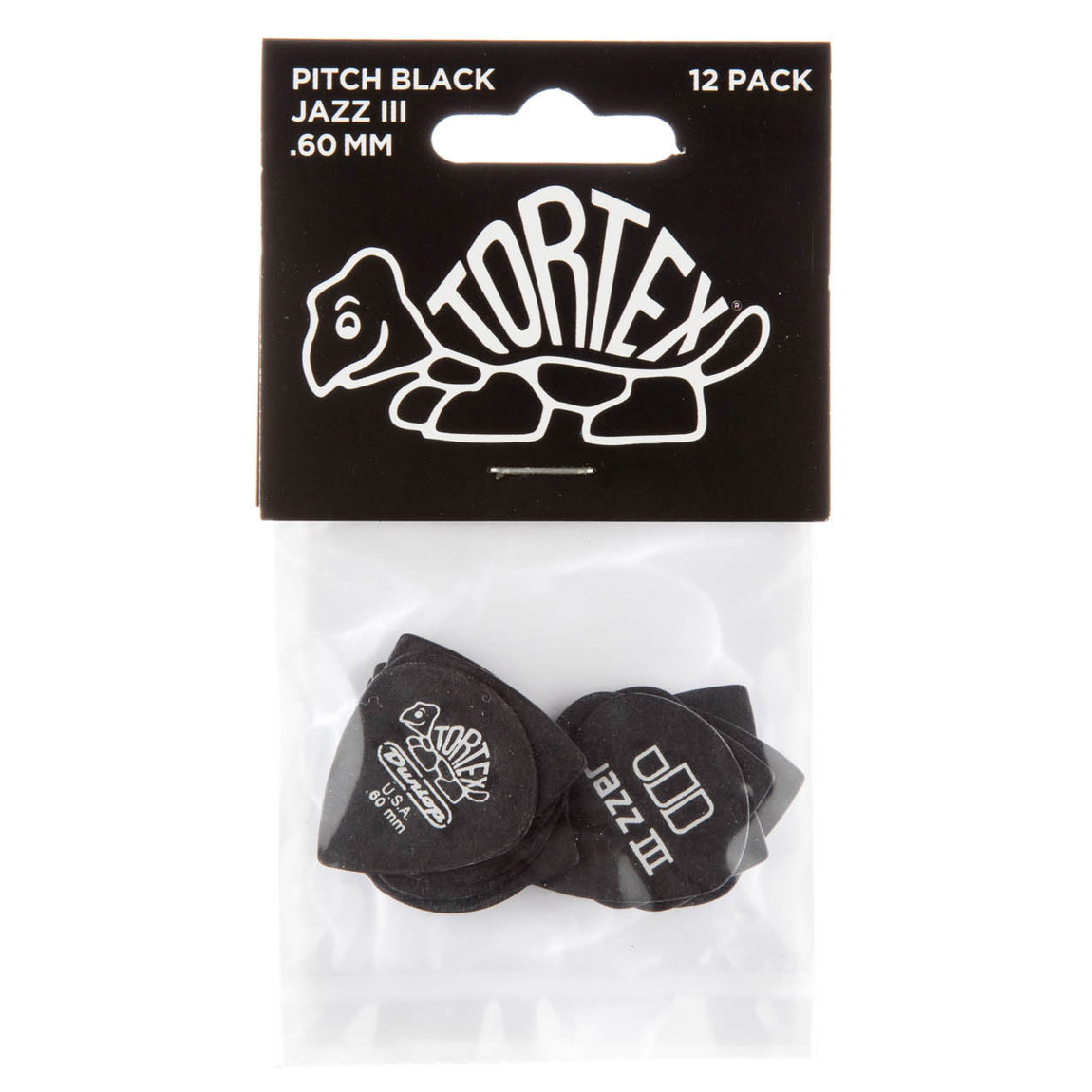 Dunlop Tortex "Pitch Black" Jazz III (12-Pack) - 4