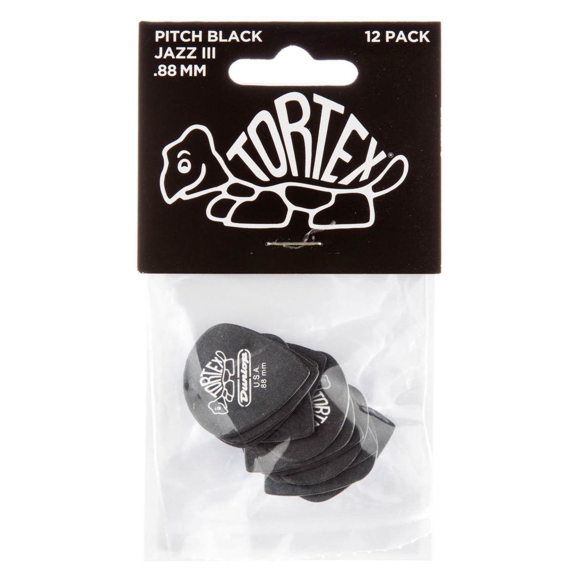 Dunlop Tortex "Pitch Black" Jazz III (12-Pack)