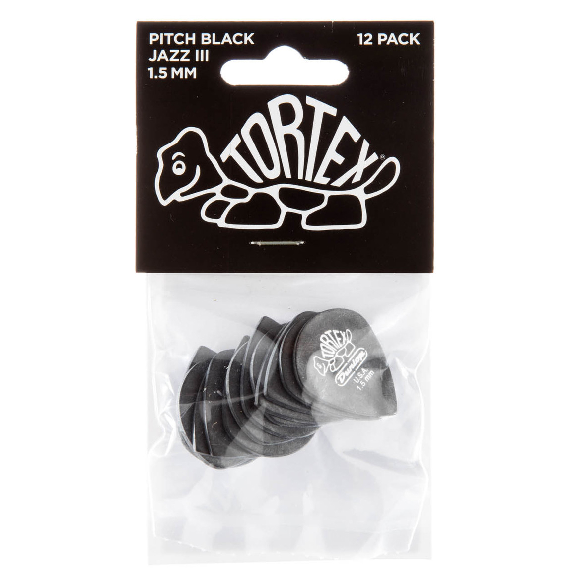 Dunlop Tortex "Pitch Black" Jazz III (12-Pack) - 9