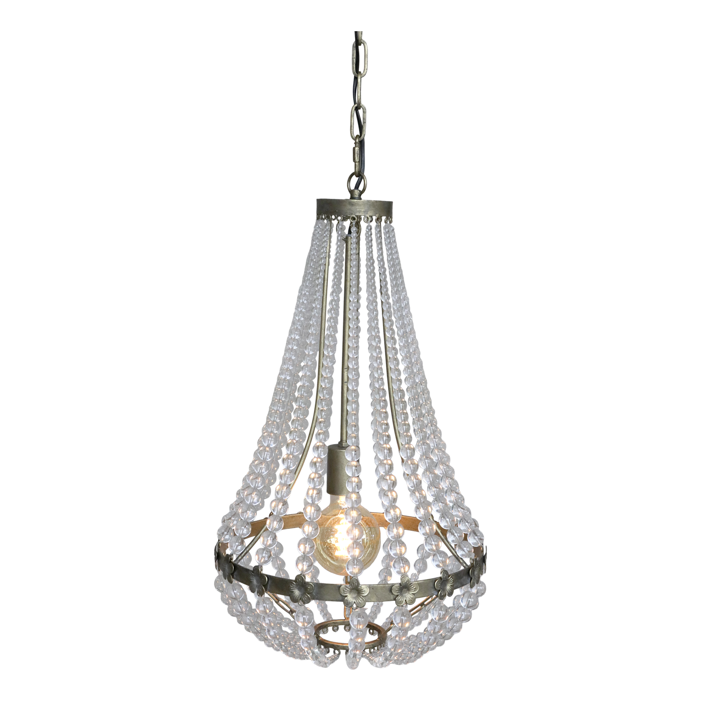 Fransk lampa med glasprismor - Taklampa - H60/Ø35,5 cm - 3