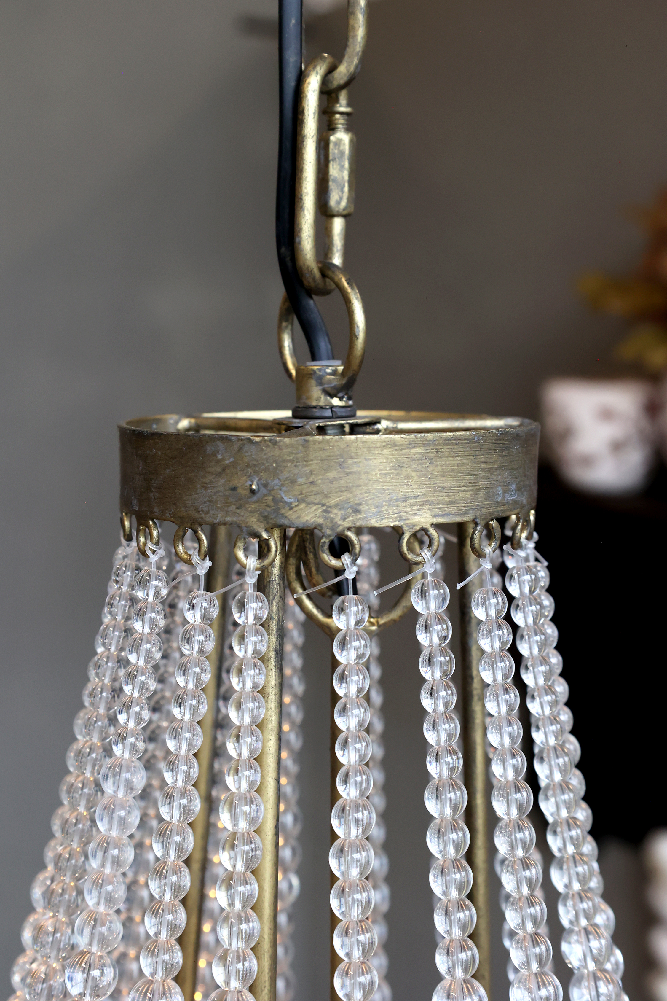 Fransk lampa med glasprismor - Taklampa - H60/Ø35,5 cm - 5