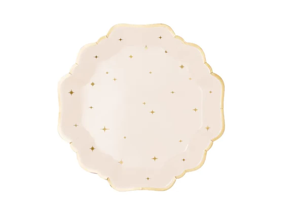 Papperstallrikar - Beige med guldsstjärnor