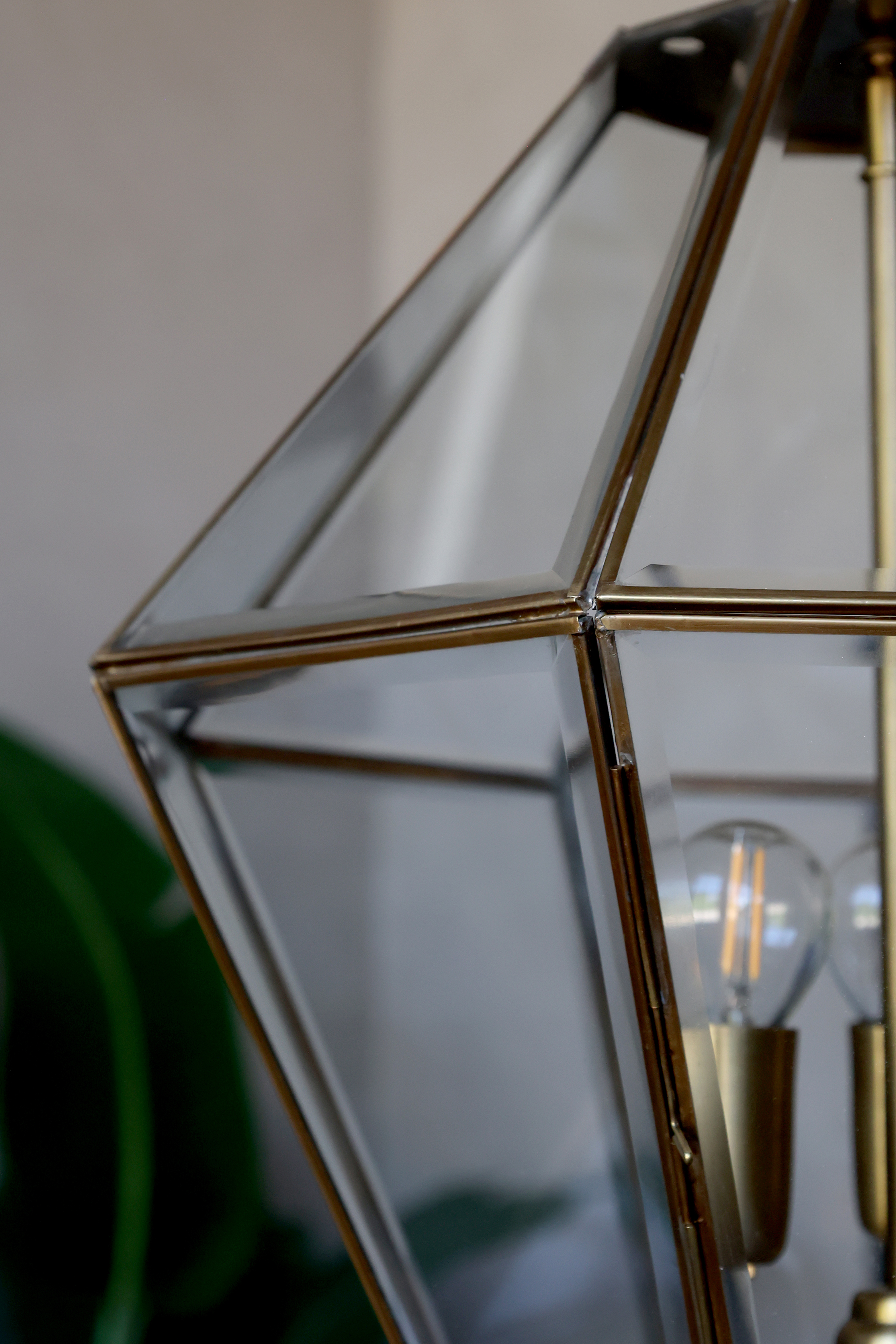 Taklampa - Lampa - H51/Ø38 cm - Antik Mässing - Glas - 5