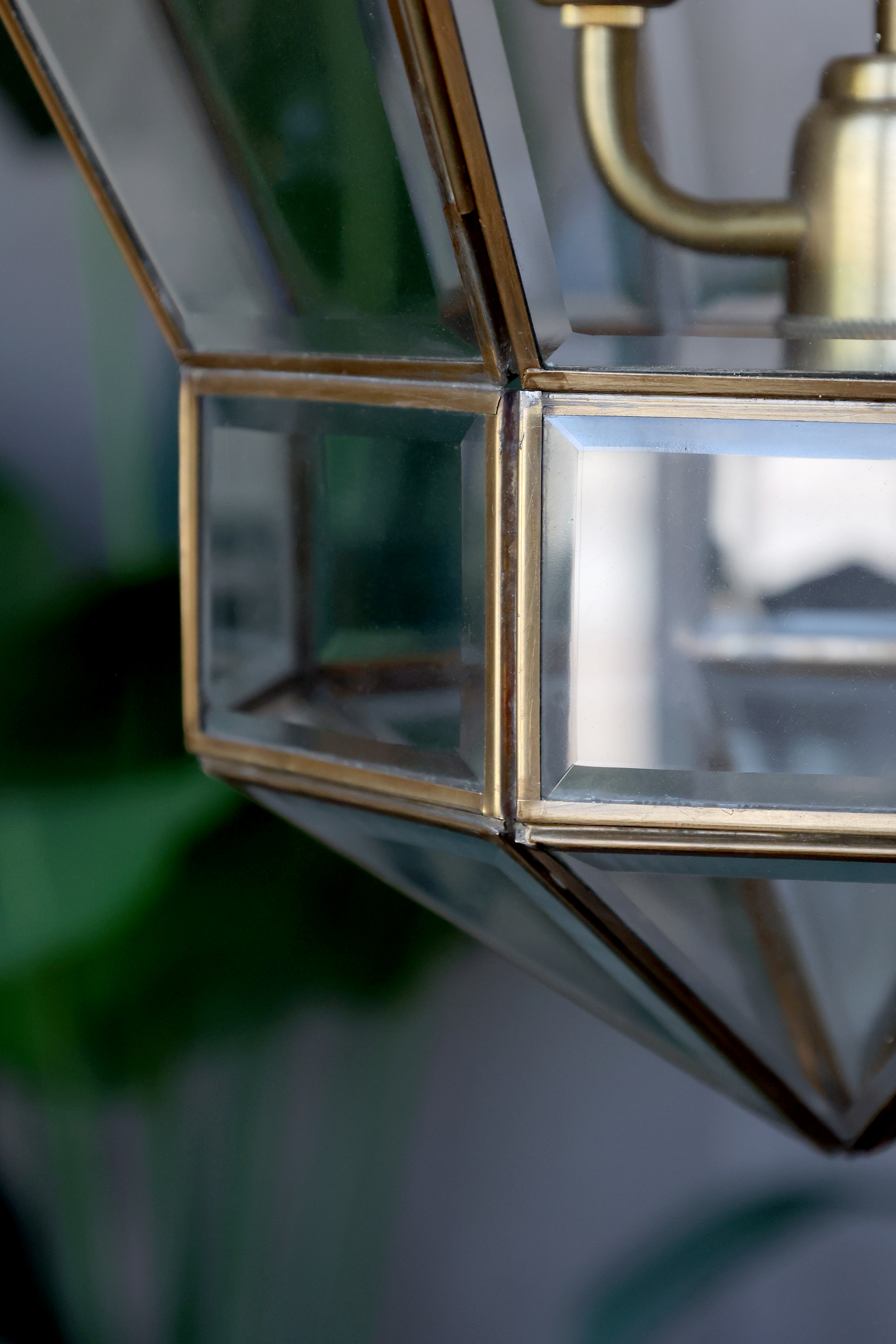 Taklampa - Lampa - H51/Ø38 cm - Antik Mässing - Glas - 7