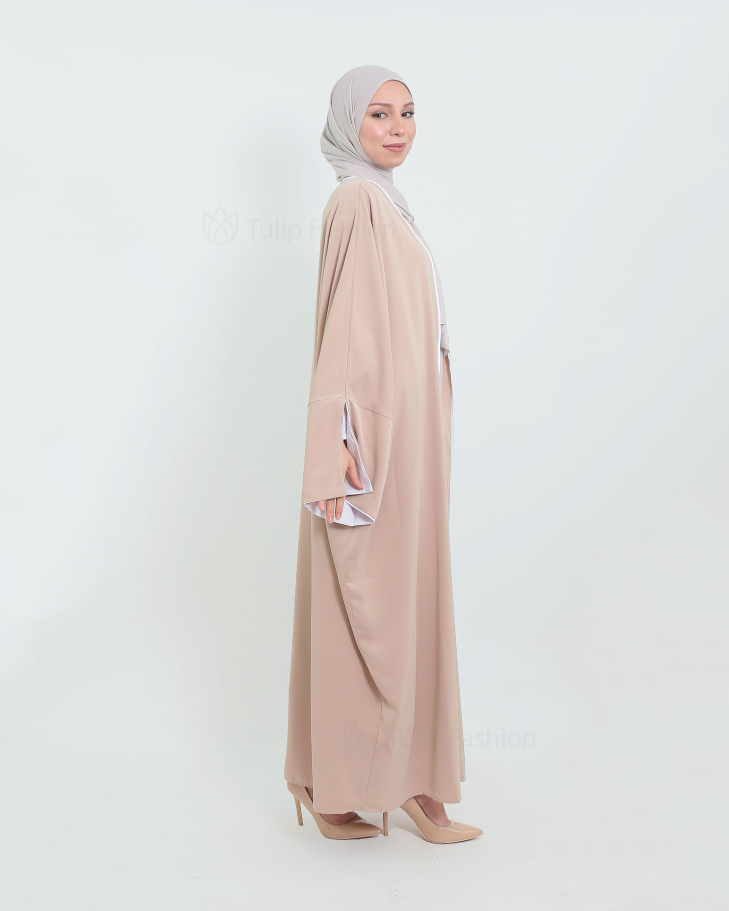 Kimono Open Abaya - Apricot - 3