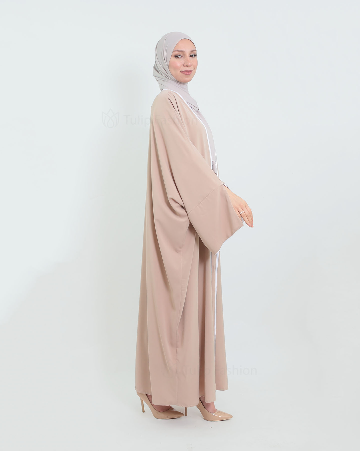 Kimono Open Abaya - Apricot - 2