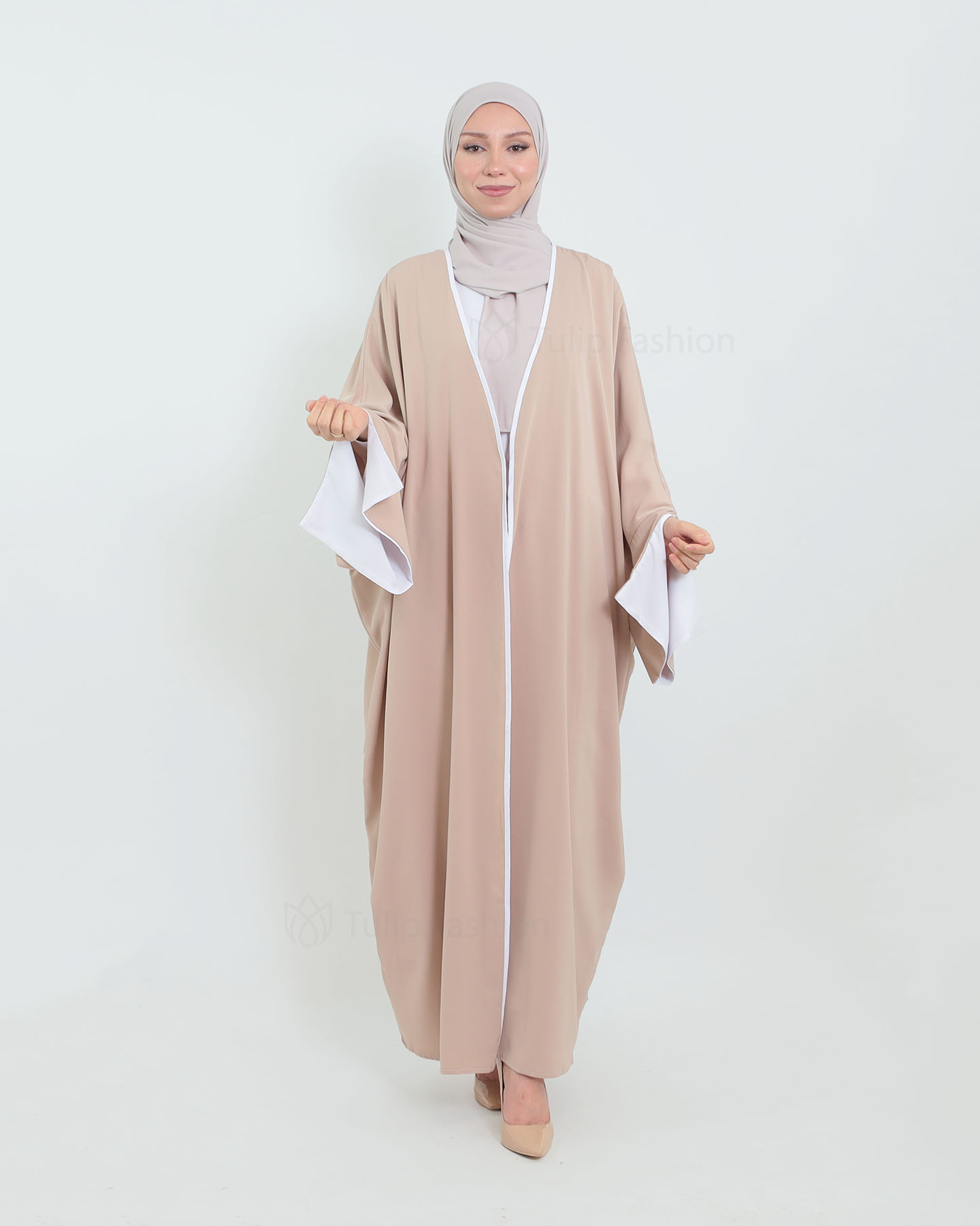 Kimono Open Abaya - Apricot - 4