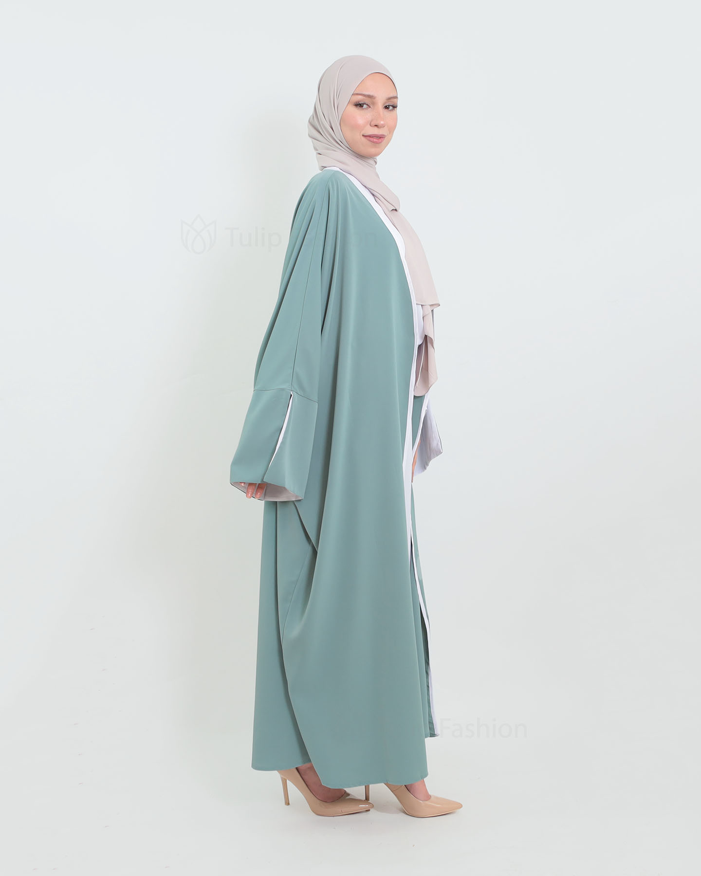 Kimono Open Abaya - Turquoise - 3