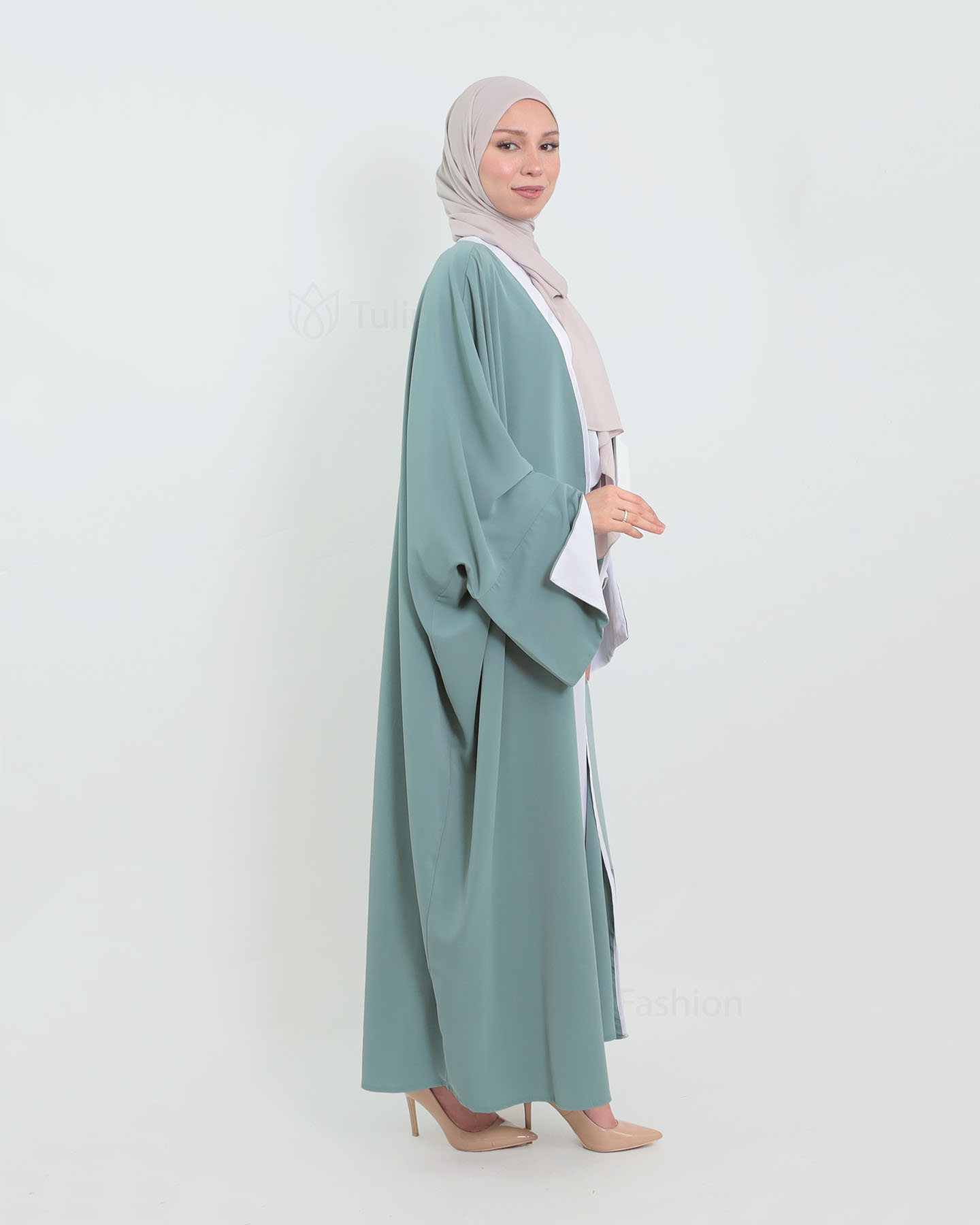 Kimono Open Abaya - Turquoise - 2