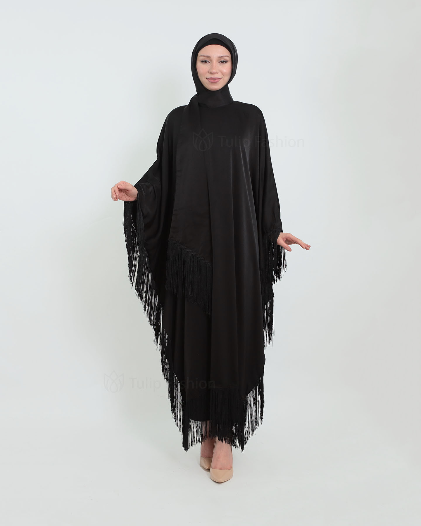 Butterfly Abaya with Tassels - Black