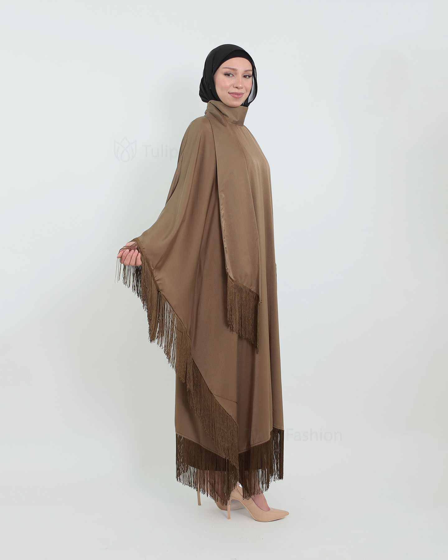 Butterfly Abaya with Tassels - Brown