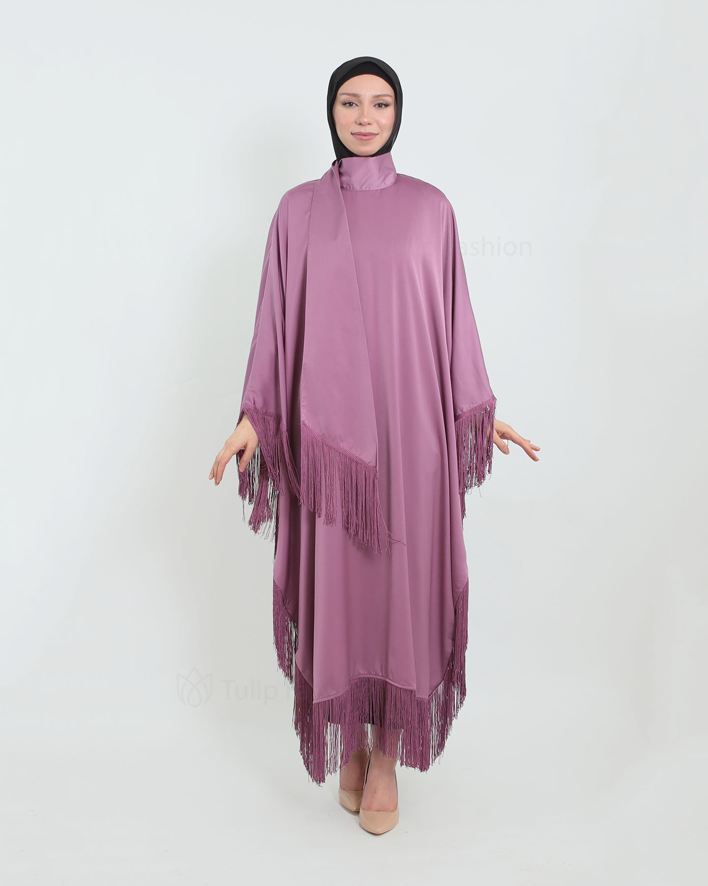 Butterfly Abaya with Tassels - Purple
