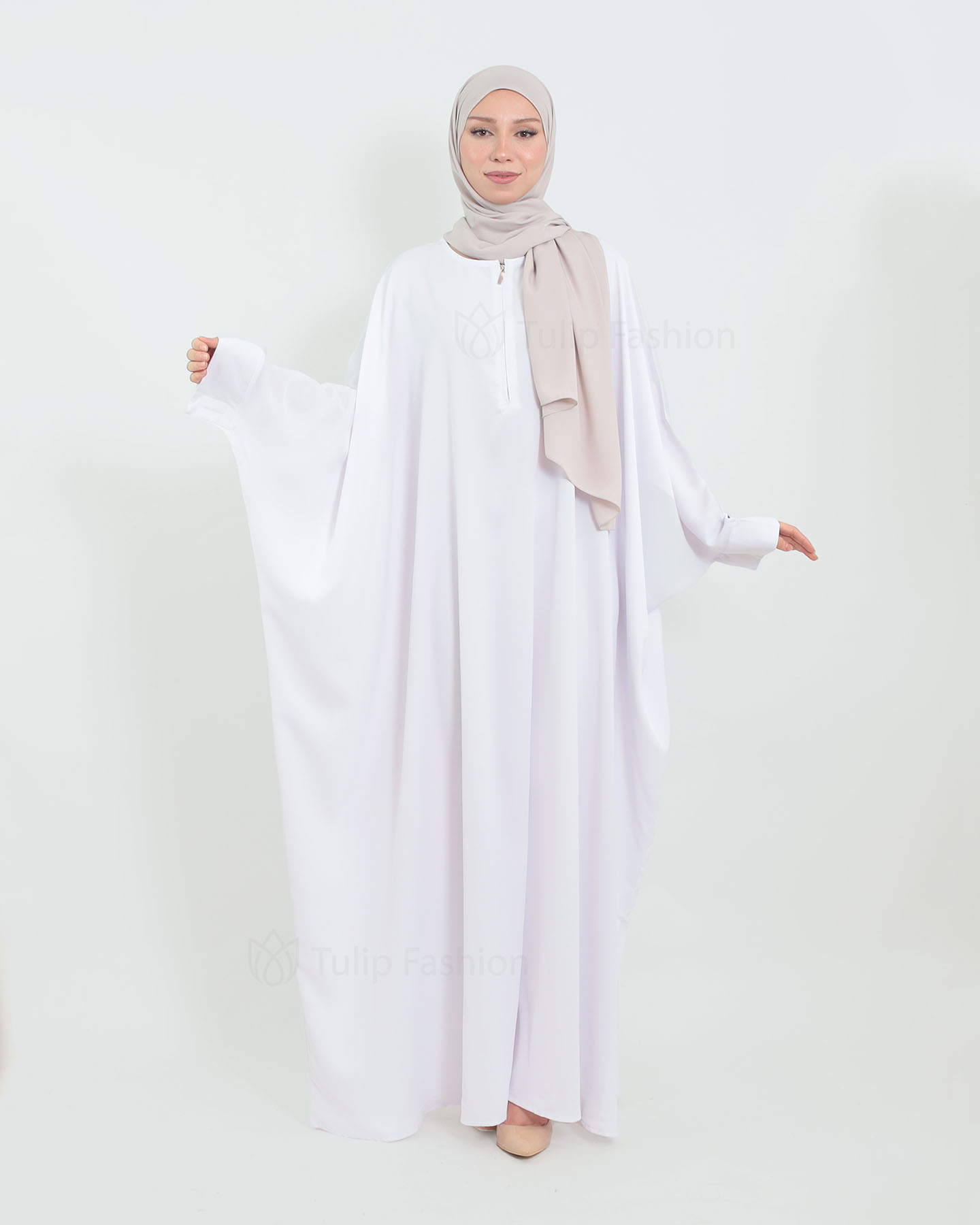Abeer Butterfly Abaya - White