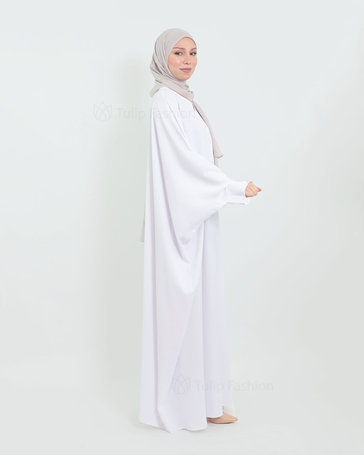 Abeer Butterfly Abaya - White - 2