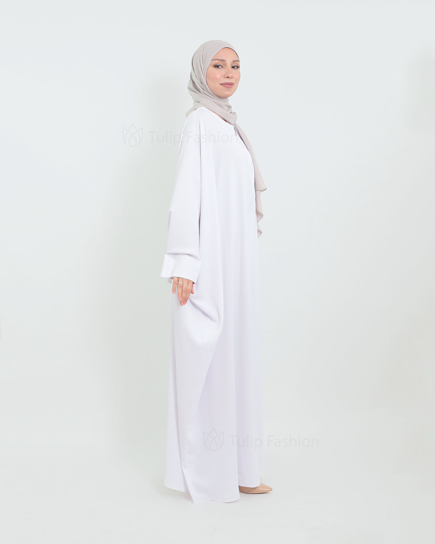 Abeer Butterfly Abaya - White - 3