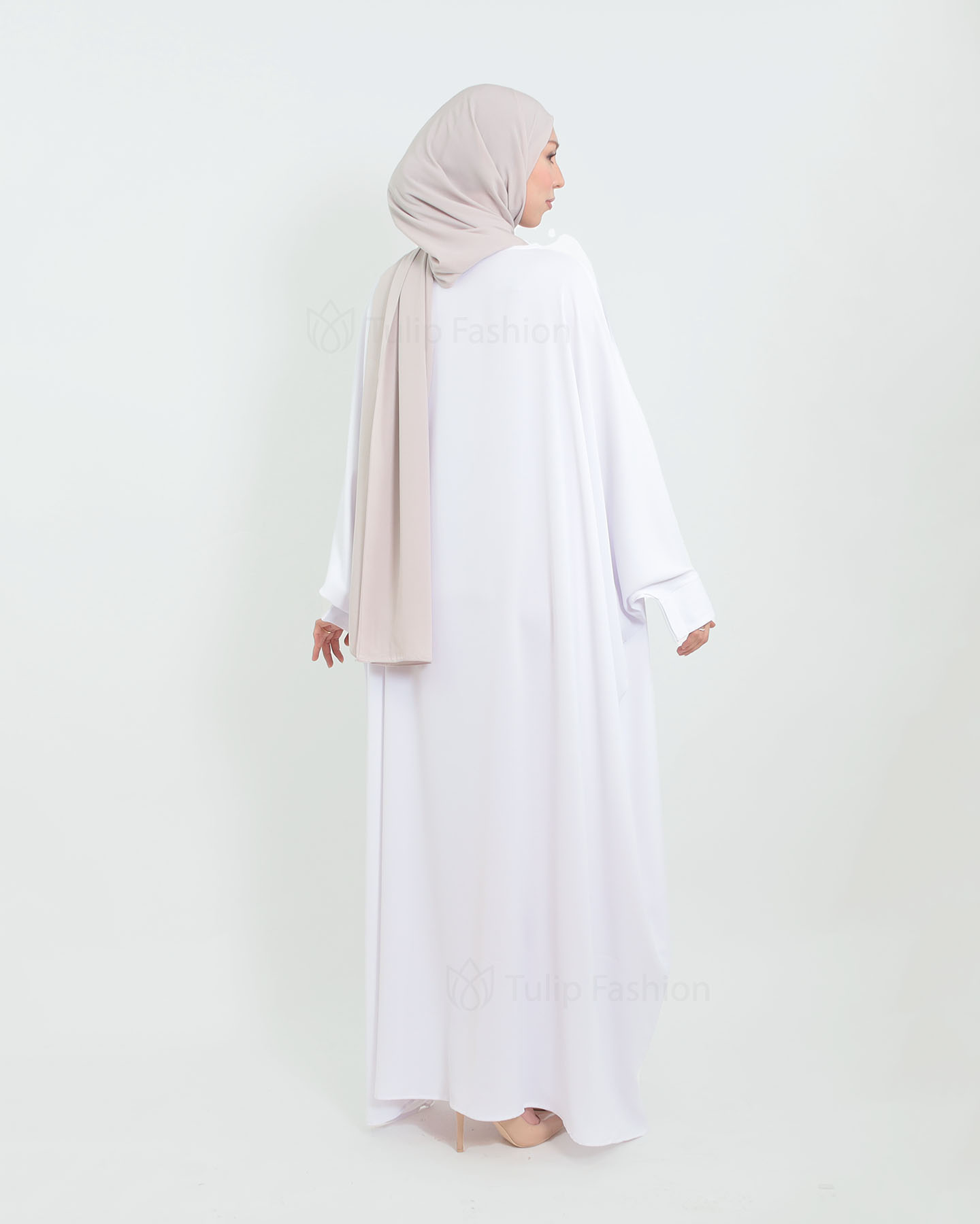Abeer Butterfly Abaya - White - 4