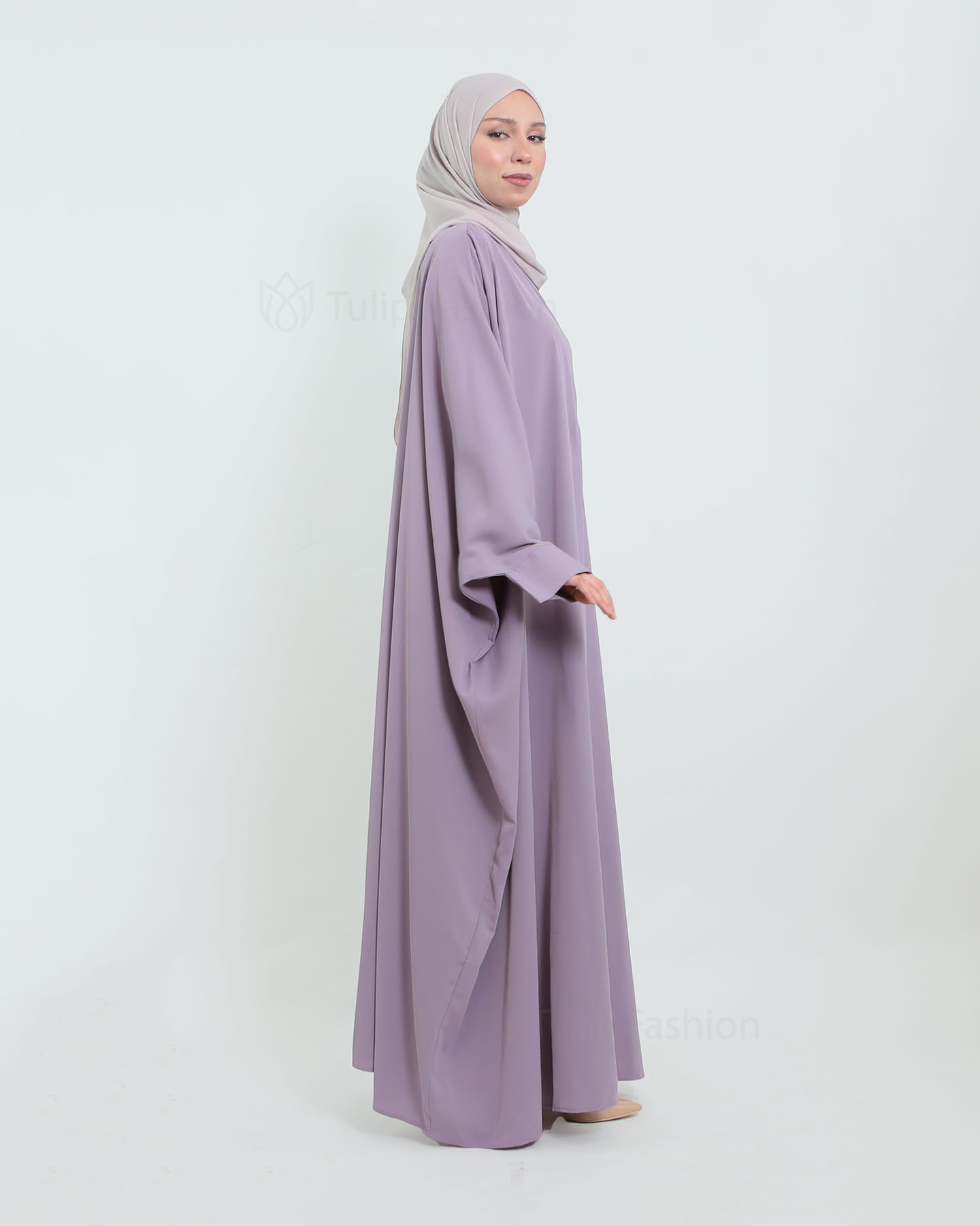 Abeer Butterfly Abaya - Light Purple - 2