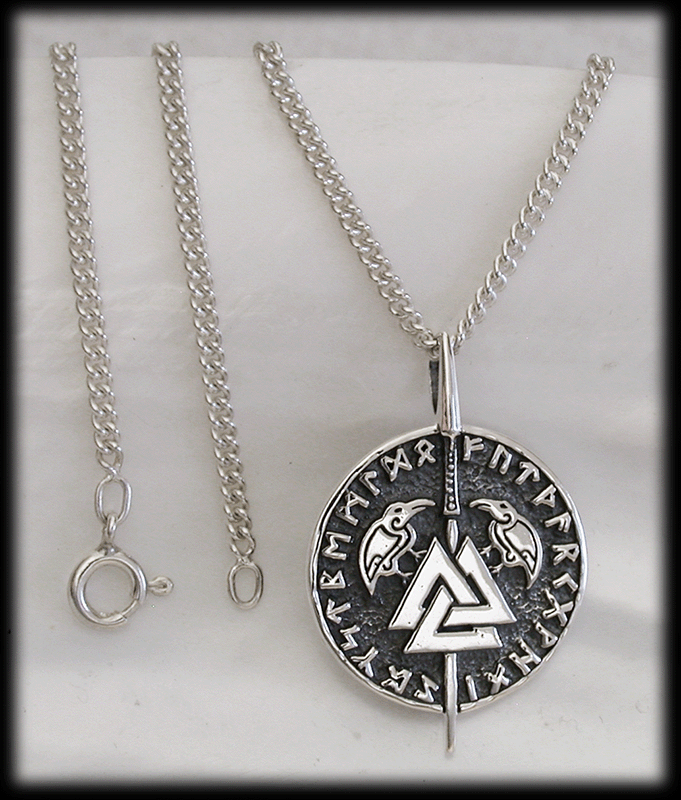 Valknut hängsmycke i Äkta silver - Odens knut. - 2