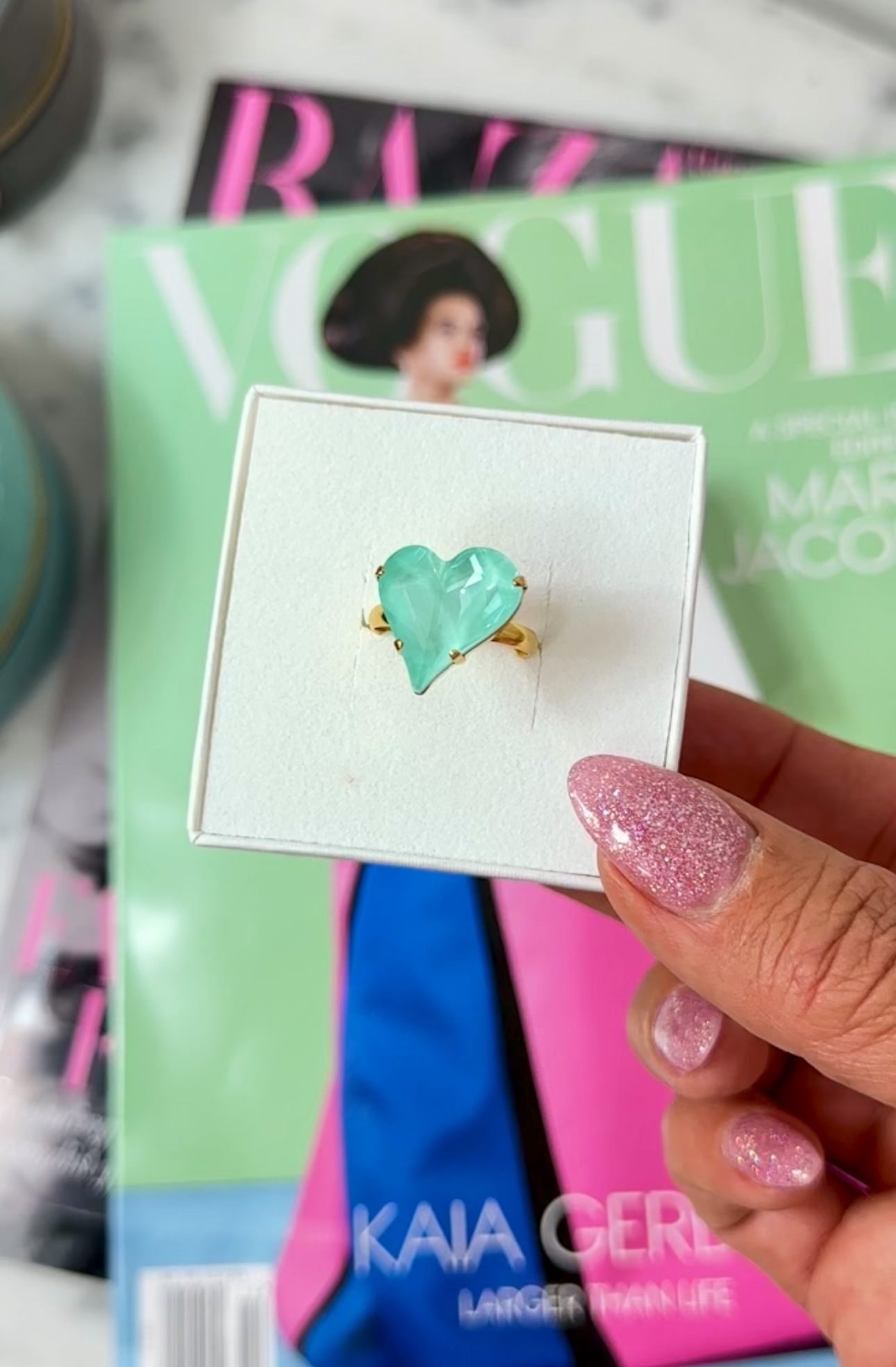 Ring Sweet Heart Soft Mint Gold