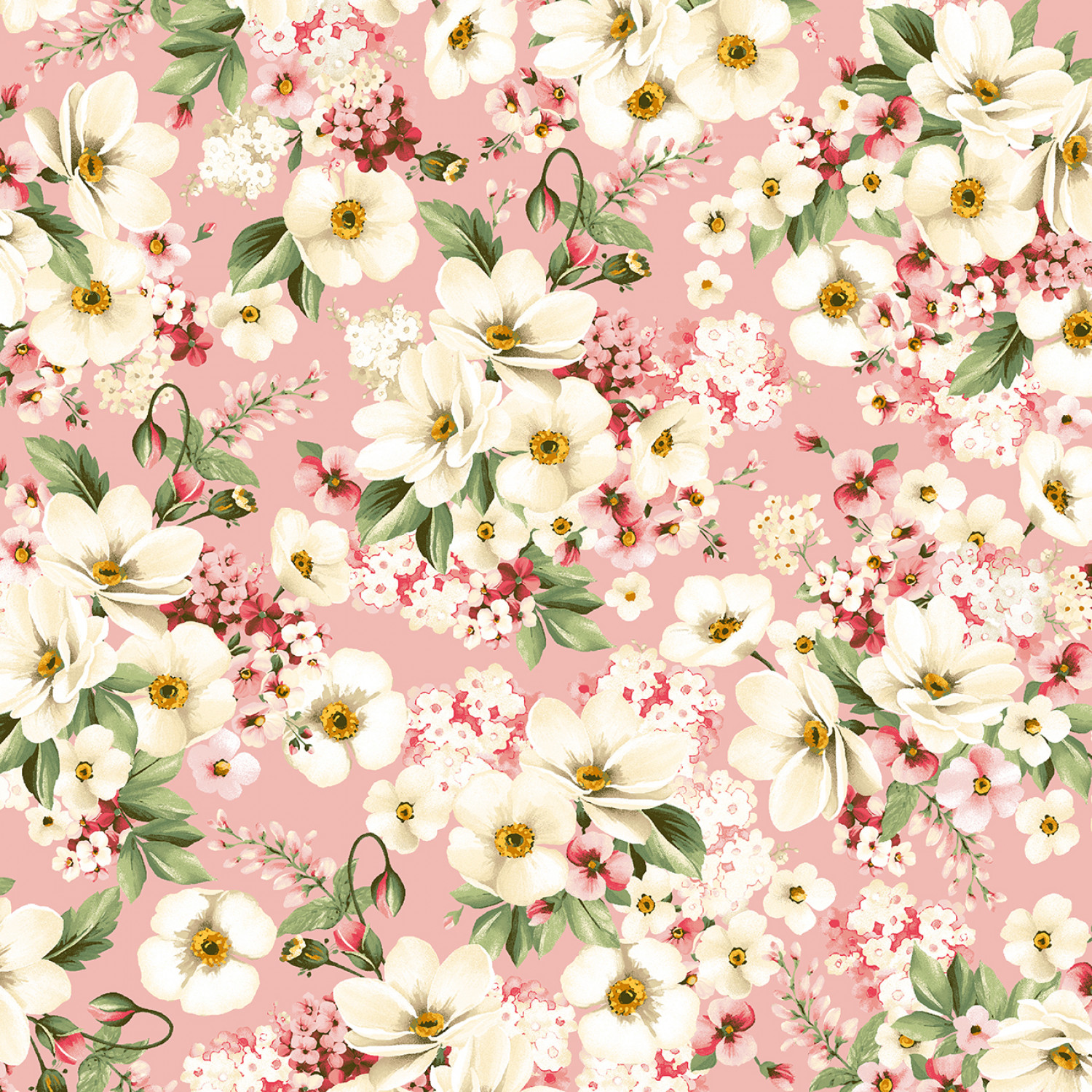 Tyg - Pink Main Flower - Windflower