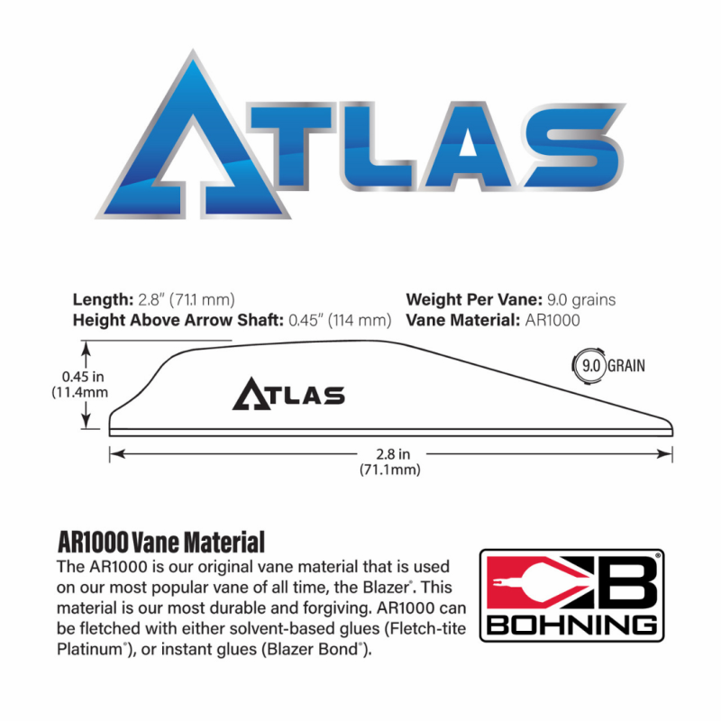 Bohning Vane AR1000 2.8" Atlas  - 2