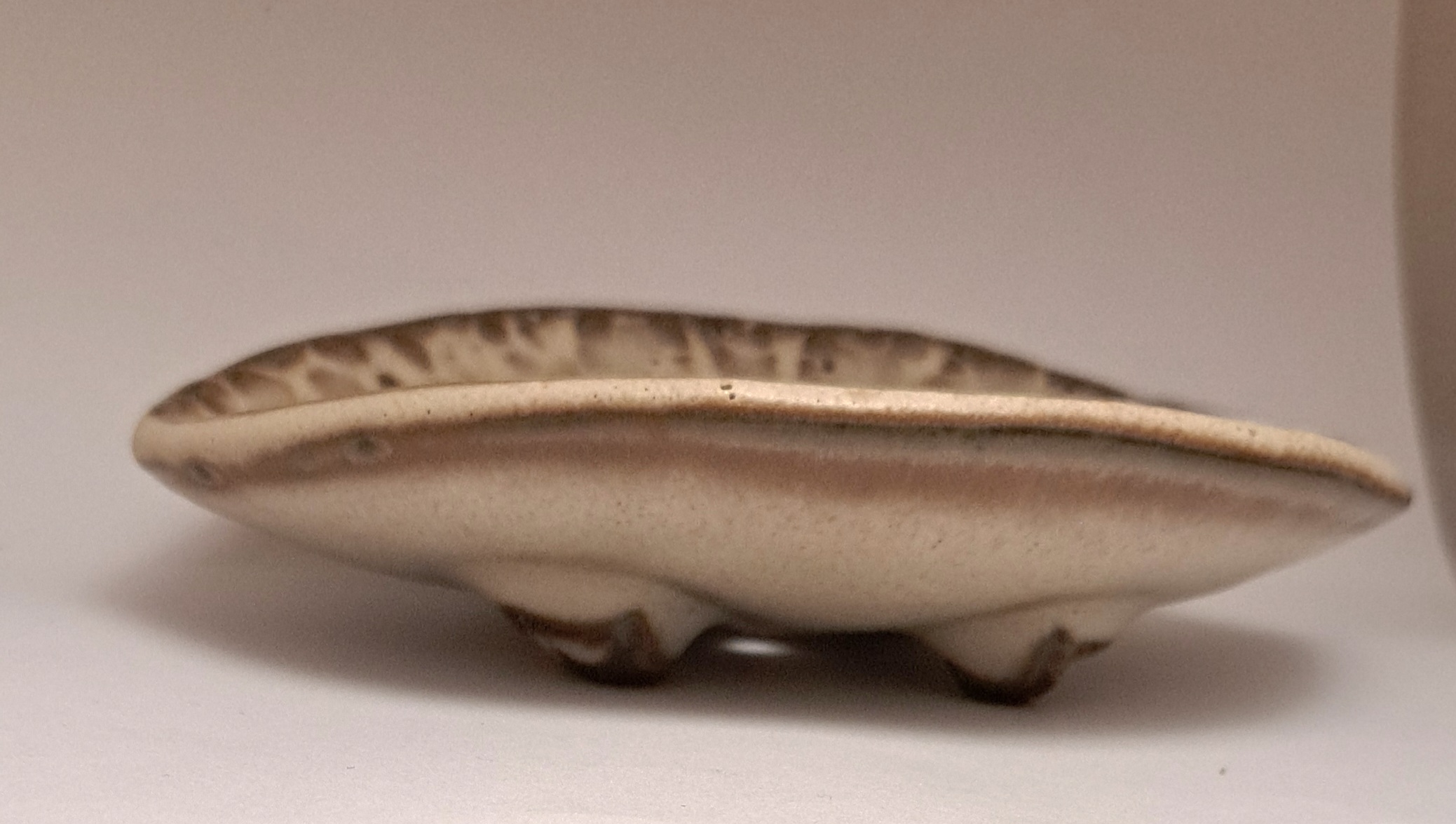 Soap dish in stoneware ceramic, Blue, Beige/brown oval 16, 14x10 cm - 2
