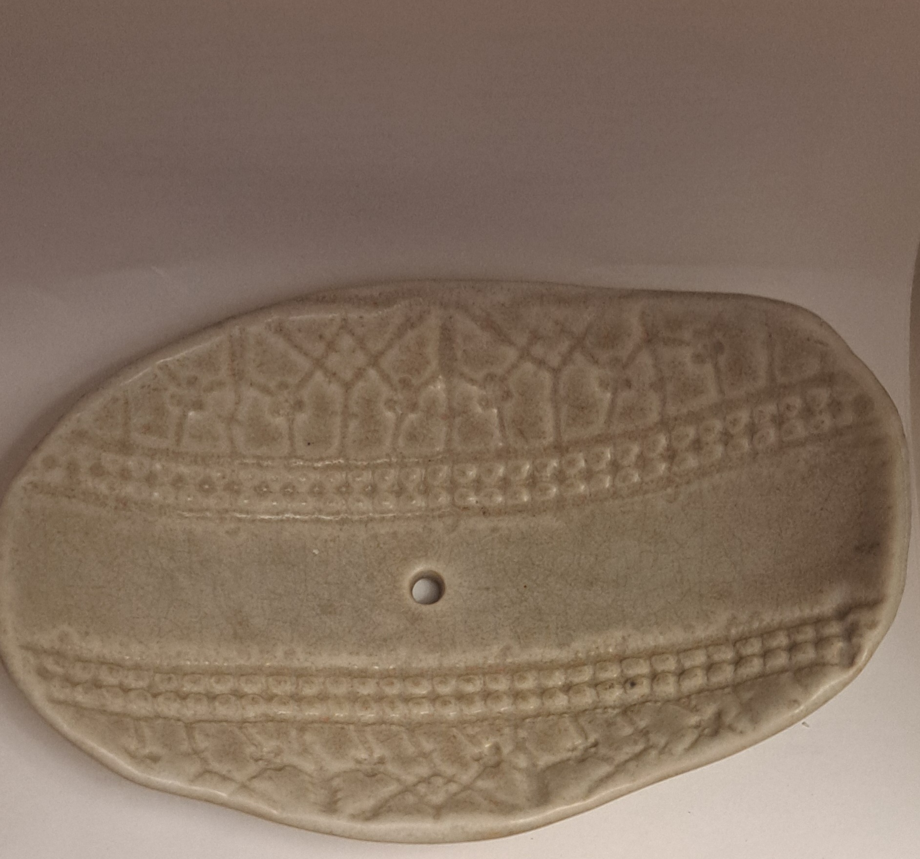 Stoneware ceramics soap dish, green, blue, grey white  oval 10x13, 18, 18 cm - 6