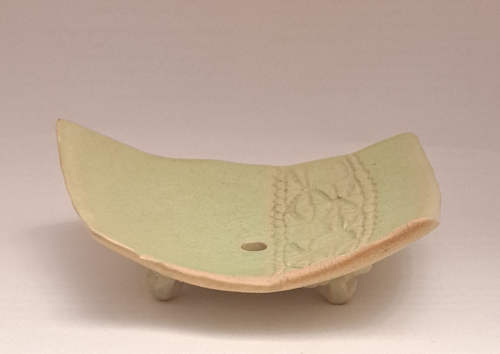 Stoneware ceramic soap dish, gray-green, light green angular 11 x 9, 9x13, 8 x 11 cm - 2