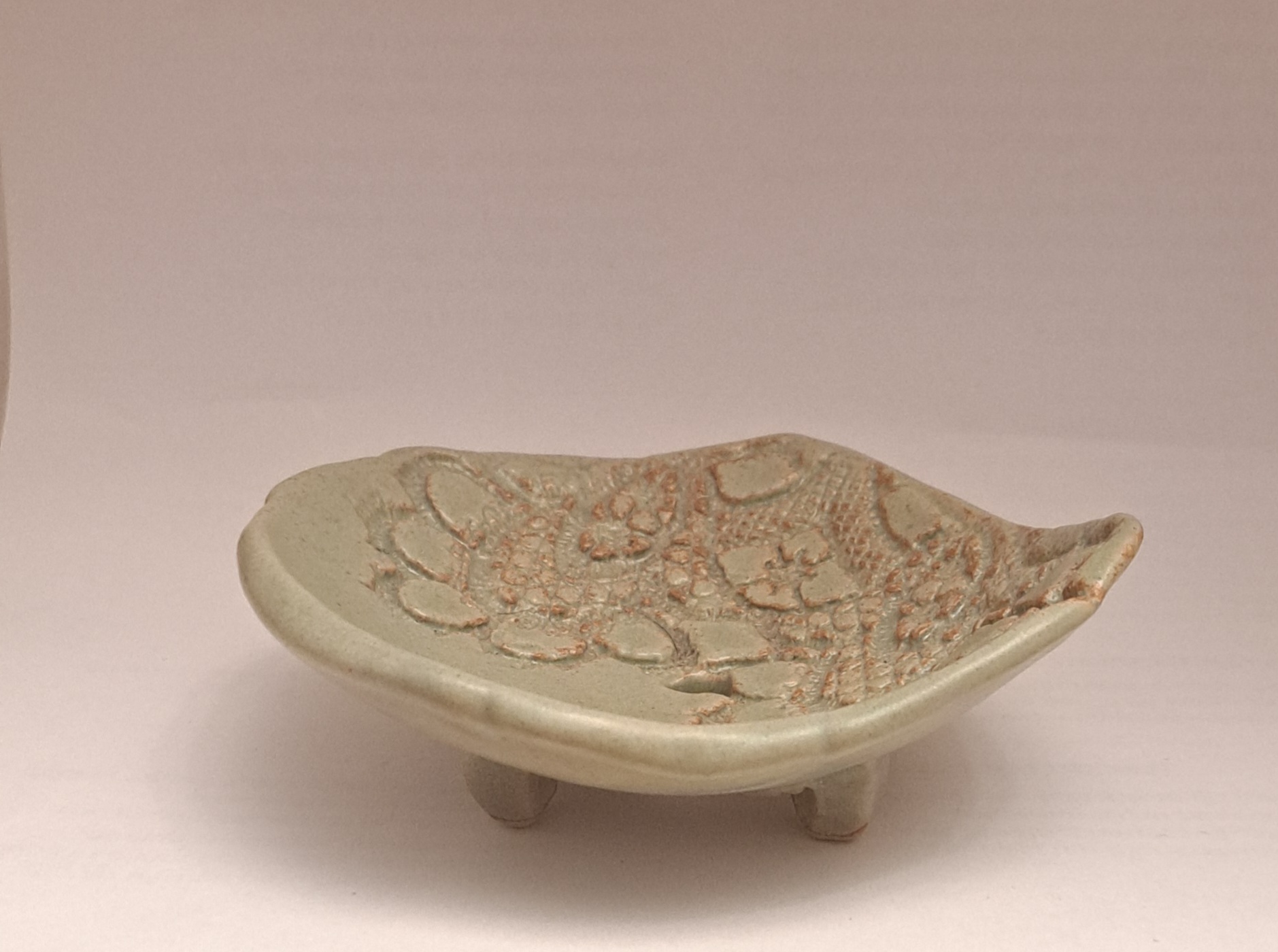 Stoneware ceramic soap dish, gray-green, light green angular 11 x 9, 9x13, 8 x 11 cm - 3