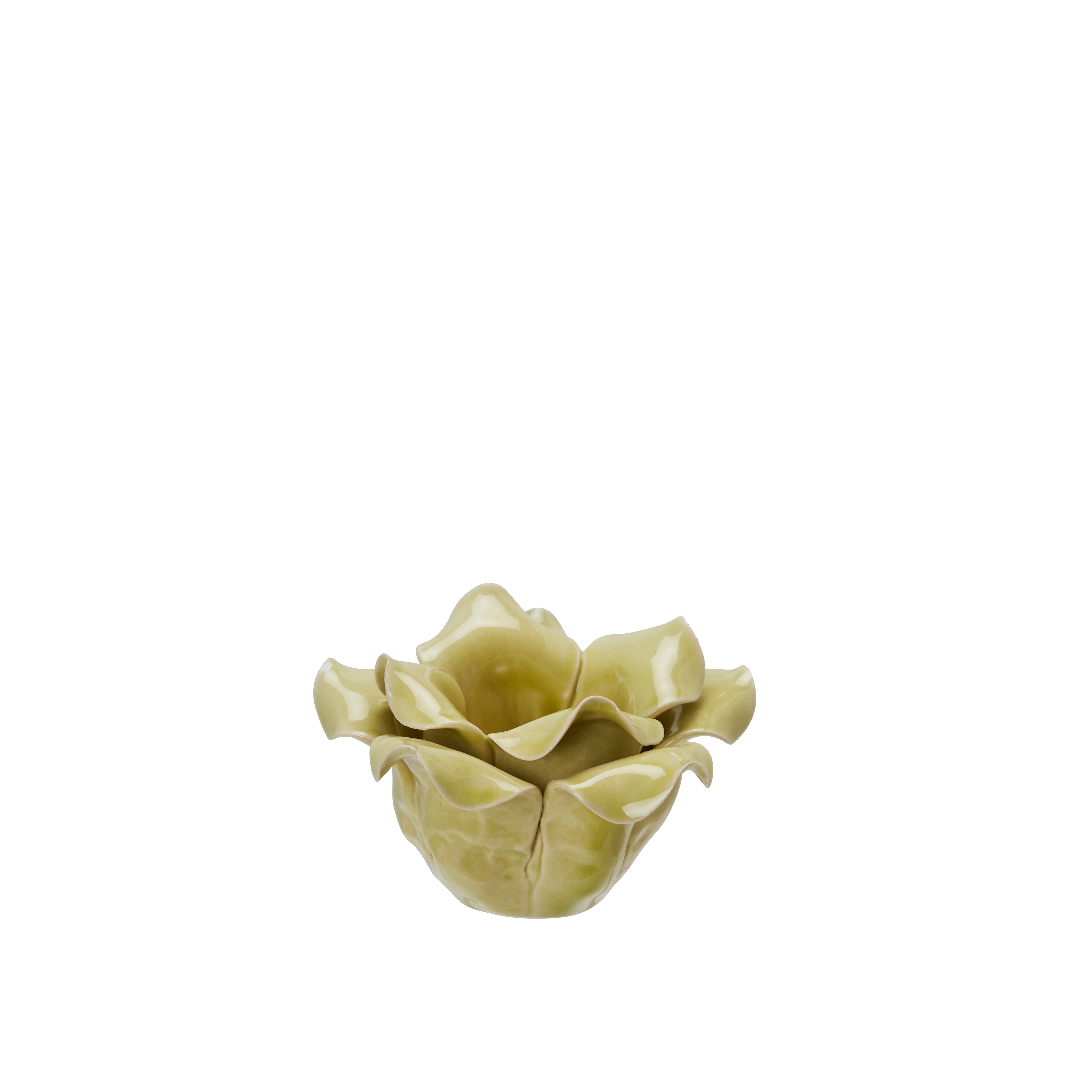 Candle holder - Flower - Light green - Tealight - Porcelain - Ø12 x 8 cm - 4