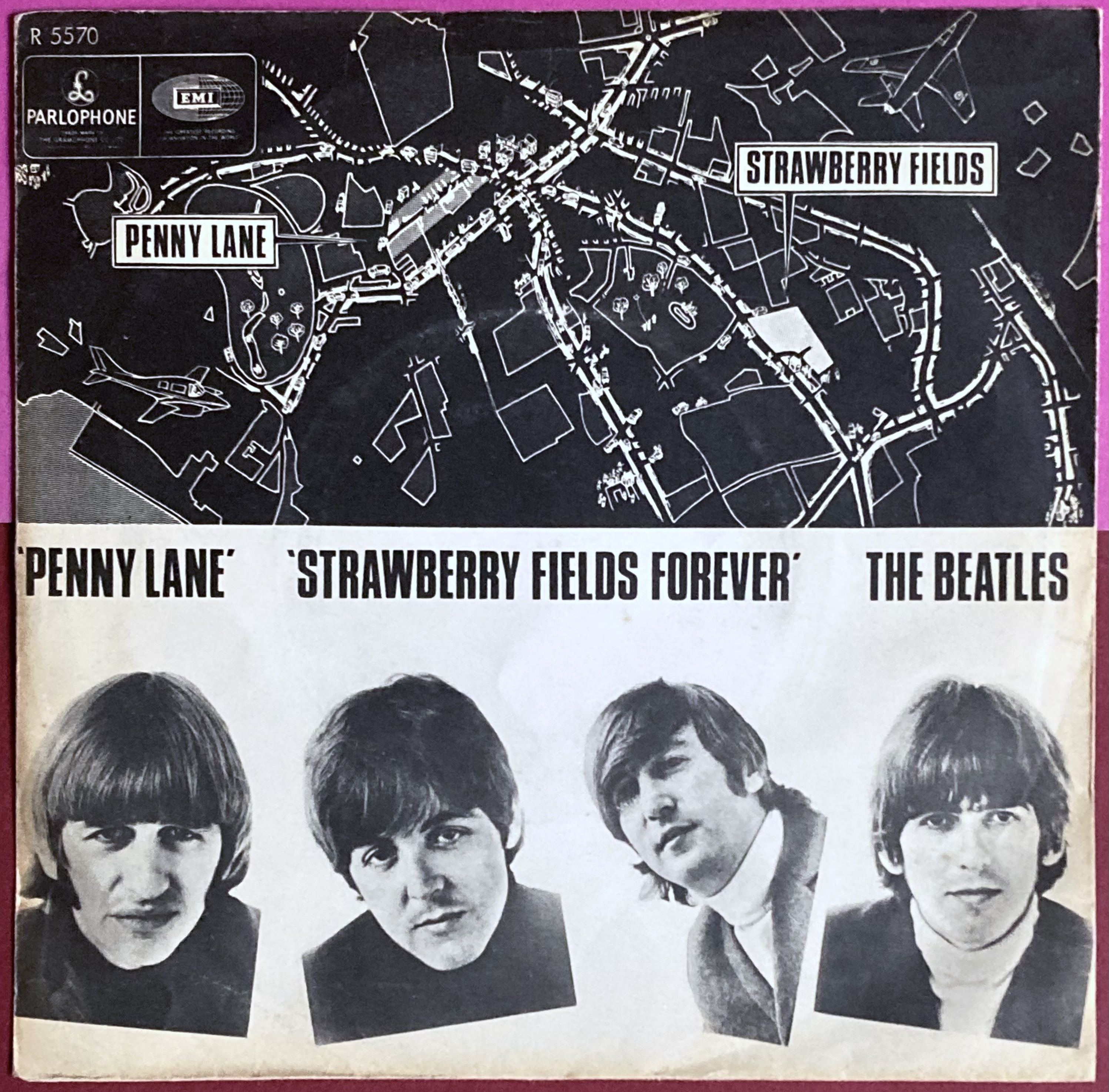 BEATLES - Penny Lane 7" Rare Danish "MAP-cover" PS 1967