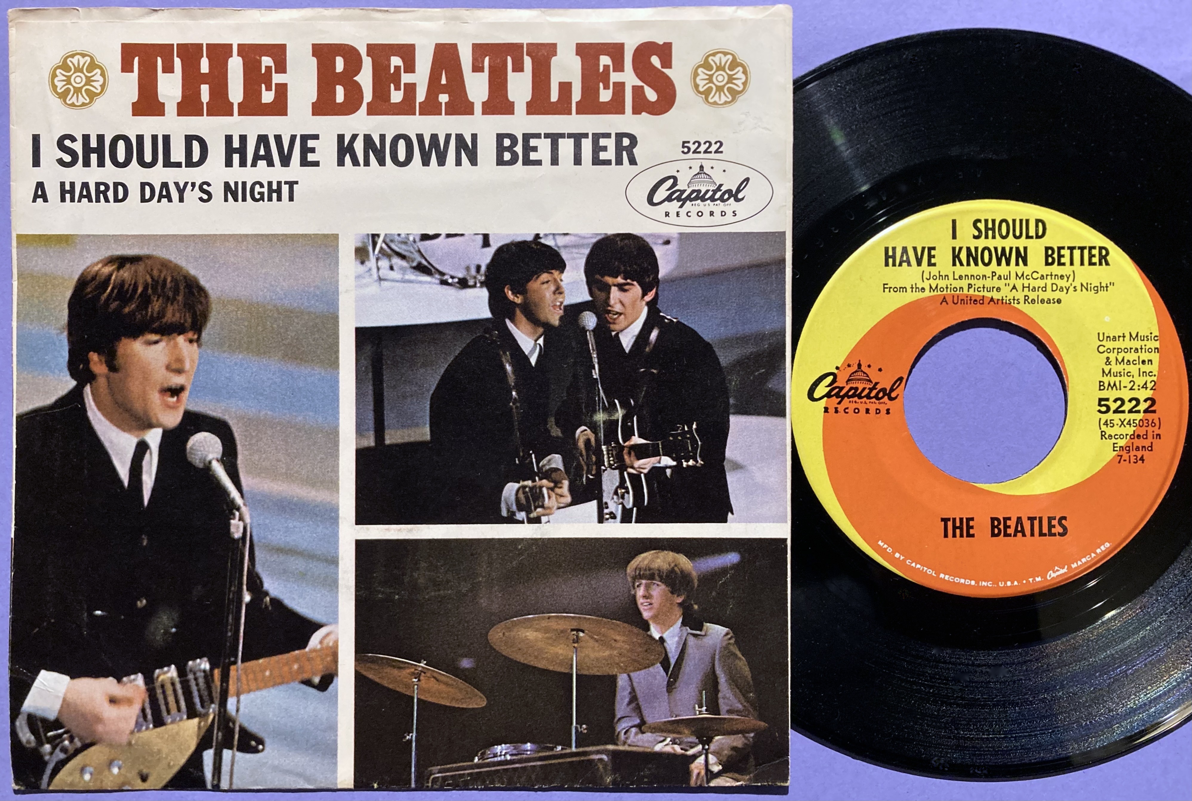 BEATLES - A hard day´s night 7" USA PS 1964 - 2