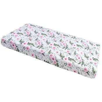 Dra-på-lakan för spjälsäng Blommor 60x120 cm