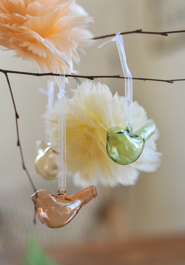 Easter eggs - Birds - Glass - Pastel - 3-pack - 3