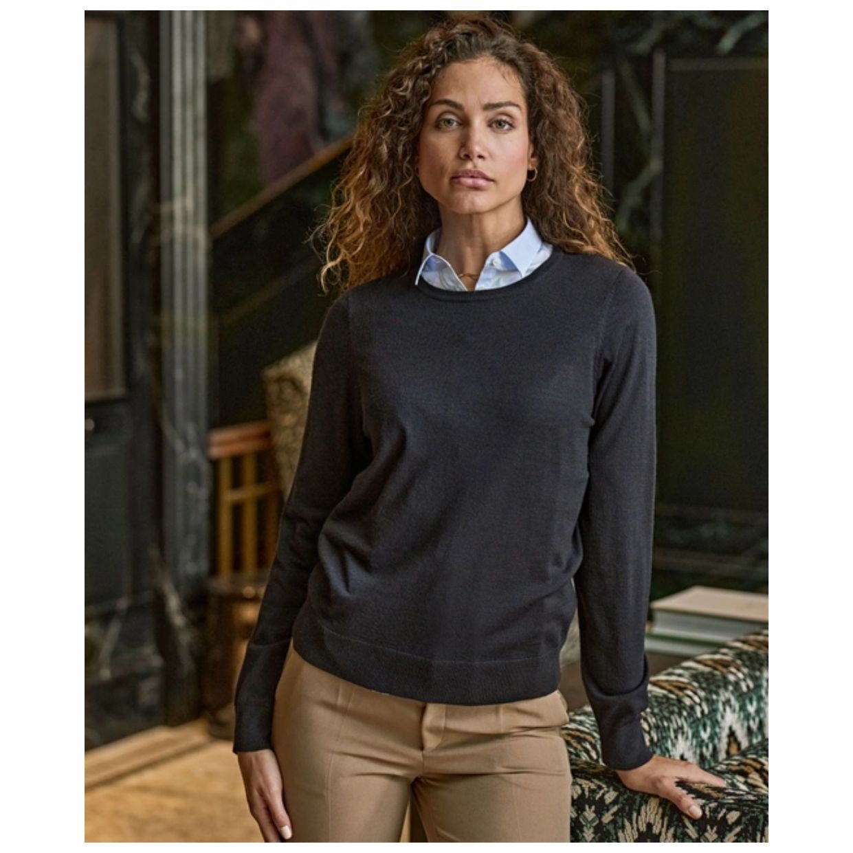 Stickad Crew-Neck Dam - 2