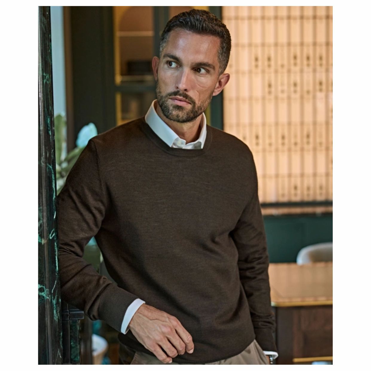 Stickad Crew-Neck Herr  - 2